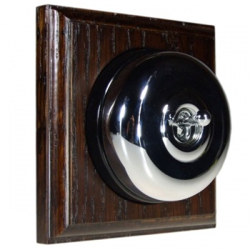 1 Gang Intermediate Dark Oak, Polished Chrome Dome Period Switch